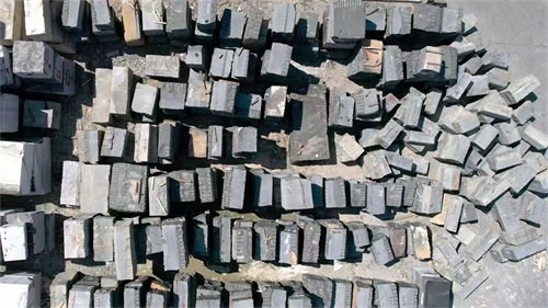 Black granite blocks in yard Black granite blocks in yard