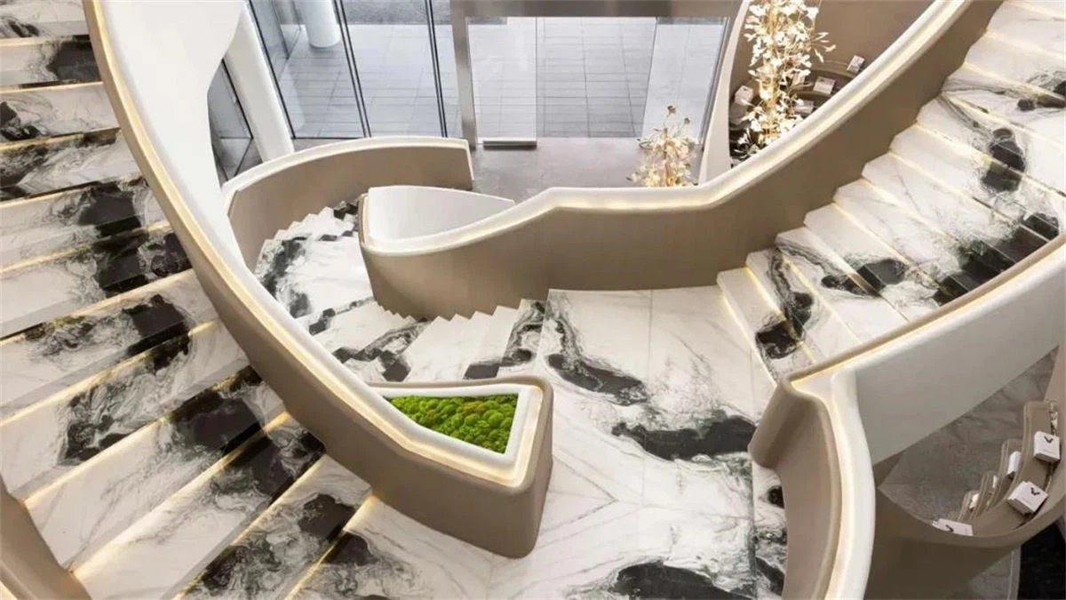 Panda white marble stairs Panda white marble stairs
